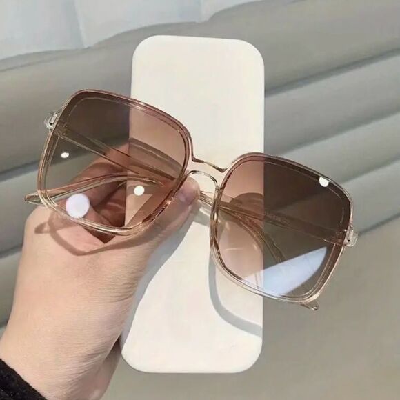 Large square sunglasses with case